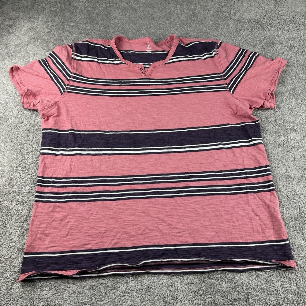 Inc International Concepts Henley Shirt Short Sleeve Mens‎ XXL Pink Striped